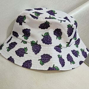 Grape bucket hat, Purple grapes white bucket hat